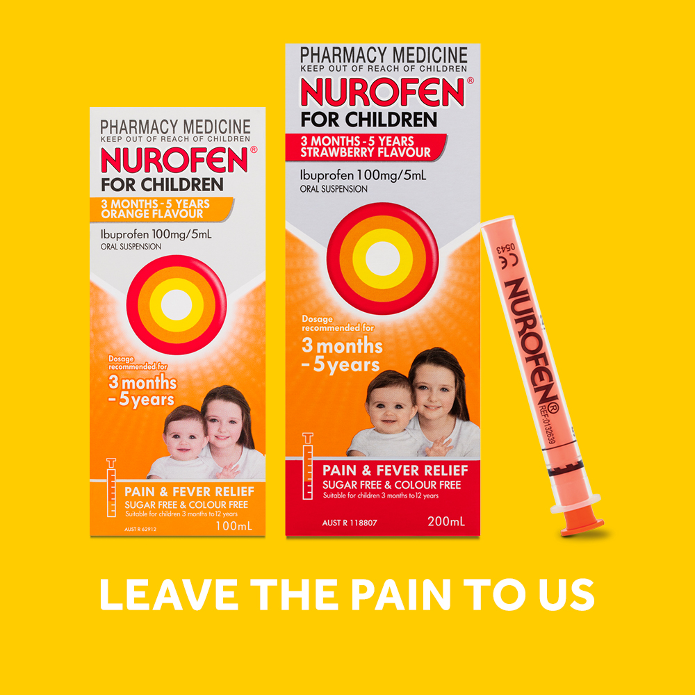 Buy Nurofen For Children 3 months 5 years Pain and Fever Relief 100mg